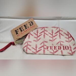 Clarins Red and Cream Canvas Cosmetic Bag